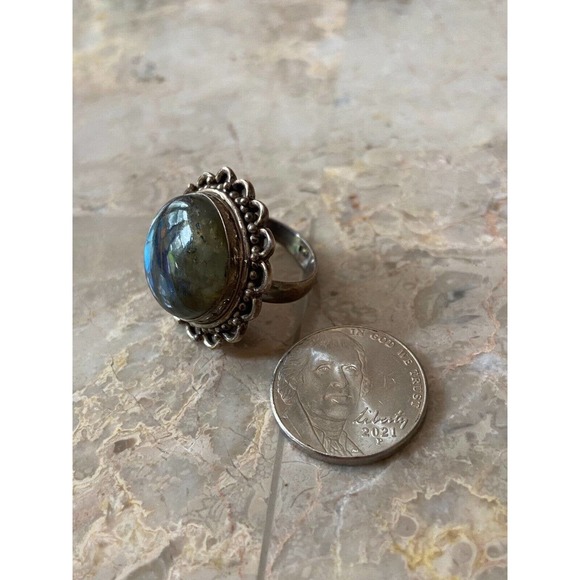 Multicolor Iridescent Sterling Silver Ring Size 5.5 - Picture 7 of 7